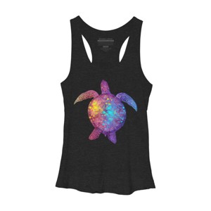 Women's Design By Humans Pink And Purple Watercolor Sea Turtle By Maryedenoa Racerback Tank Top - 1 of 2