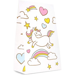 Blue Panda 36-Pack Colorful Unicorn Party Favor Bags for Kids Birthday, Classroom Treat, Candy, Goodie & Gifts, 8.7 inches - 1 of 4