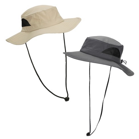 2-pack Charcoal & Khaki Wide Brim Technical Boonie Sun Hat With