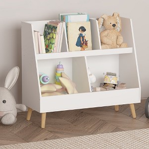 Kids Bookshelf with Toy Organizer, 5 Cubbies Children's Storage Shelf, 2-Tier Open Bookcase, Toy Storage Cabinet for Children's Room, Playroom - 1 of 4