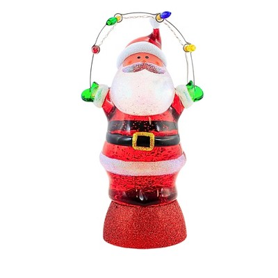 Roman 9.0 Inch Swirling Santa With Lights Lighted Usb Battery Santa Figurines