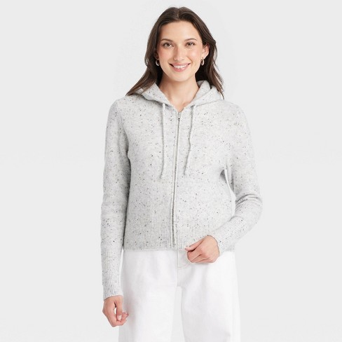 Knitted zip up hoodie women's sale