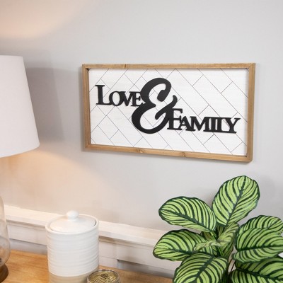 Love & Family White and Black Wooden Framed Wall Art