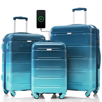 YONWAY 3 Piece Hardside Luggage Sets, Airline Certified Carry-on Luggage, With USB Port And TSA Lock