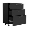 Anybear 3 Drawers Storage Cabinet with Casters, Black Wengue Finish - 3 of 4