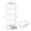 INFURNIC Decorative Bookshelf Modern Glass Display Cabinet 1-Door Storage Case with Drawer and 4 Shelves, White, 16.7"*14.4"*65.8" - 2 of 4