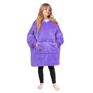 Tirrinia Blanket Hoodie Oversized Sweatshirt for Girl Boy, Wearable Fleece Blanket Pullover, Christmas Cozy Gift for Kid Teen, Youth - 1 of 4
