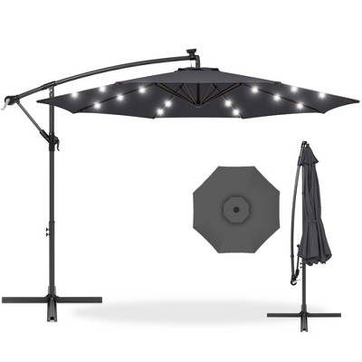 Best Choice Products 10ft Solar LED Offset Hanging Outdoor Market Patio Umbrella w/ Adjustable Tilt
