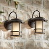 John Timberland Cressona Rustic Mission Outdoor Wall Light Fixtures Set of 2 Oil Rubbed Bronze 12" Etched Amber Glass for Post Exterior - 2 of 4