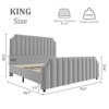 Velvet Bed Frame, Upholstered Platform Bed with Vertical Channel Tufted Headboard and Footboard, No Box Spring Needed - 2 of 4