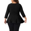 Agnes Orinda Women's Plus Size Pleated Crew Neck 3/4 Sleeve Peplum Dressy Casual Blouses - 4 of 4