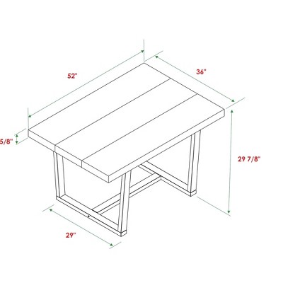 Okak 72/52Inch Rectangle Dining Table with Distressed Solid Wood Top and Metal Open Frame for Dining Room