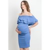 Hello Miz Women's Off Shoulder Double Ruffle Maternity Dress - 2 of 4