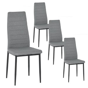 FurnitureR Dining Chairs Set of 4, Fabric Upholstered Padded Ergonomic High Back Chair Armless for Home Kitchen Dining Room, Space-Saving, Grey - 1 of 4