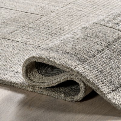 Light Grey Handmade Wool Tufted Rectangular Area Rug 8' x 10'
