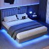 Whizmax Floating Bed Frame with LED Lights, Upholstered Platform Full Bed Frame with Charging Station, No Box Spring Needed - 3 of 4