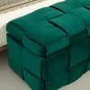 Sapphtopaz Velvet Ottoman Bench with Storage & Safety Hinge, Entryway & Bedroom Seating, Upholstered Storage Ottoman, Entryway Padded Footstool - 2 of 4