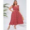 Plus Size Sleeveless Floral Hem Pocket Long Dress for Women Summer Casual Boho Maxi Dress - 2 of 4