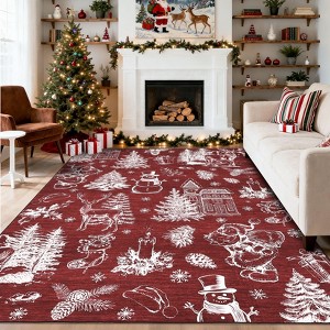 Christmas Rug Thin Washable Rug with Non Slip Rubber Backing - 1 of 4