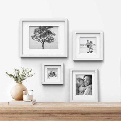 Classic White Wood 11x14 Floating Tabletop and Wall Frame