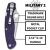 Spyderco Military 2 Folding Pocket Knife with 4" Full-Ground CPM S30V Blade | Get Safer One-Handed Operation with the Compression Lock, Dark Blue - 4 of 4