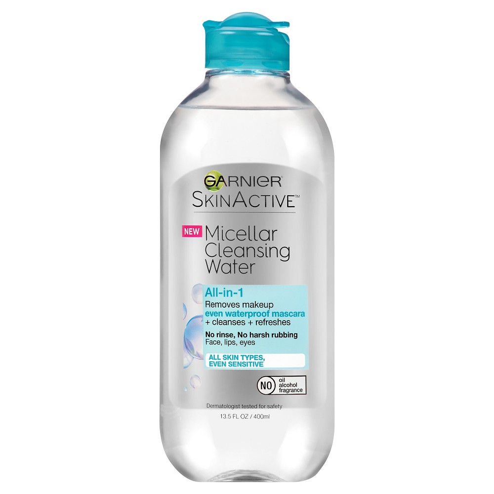Garnier SkinActive Micellar Water For Waterproof Makeup, Facial Cleanser & Makeup Remover, 13.5 fl. oz, 1 count (Packaging May Vary) (B017PCGAXQ)