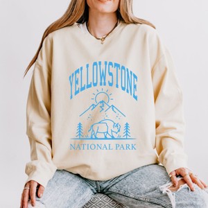 Simply Sage Market Yellowstone National Park Mountain Lightweight Garment Dyed Sweatshirt - 1 of 4