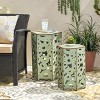 Maggift Patio Side Table Set of 2, Hollow Wrought Iron Patio Coffee Table, Living Room, Patio Decorative Side Table, Green, 14.25" * 12.5" * 22" - 4 of 4