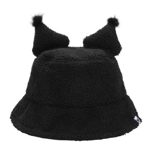 Kuromi Short Fur Novelty Ears Bucket Hat with Woven Label - 1 of 4