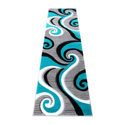 Emma and Oliver Accent Rug with Modern 3D Sculpted Swirl Pattern and Varied Texture Piling