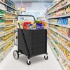 NAYSAYE Jumbo Foldable Utility Dolly Grocery Cart with Double Baskets and Swivel Wheels for Easy Transport, Black, 21.45"*40.9"*20.7" - 2 of 4