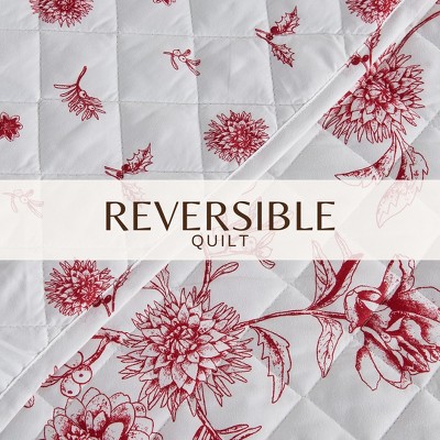 Jolly Floral Reversible Full/Queen Microfiber Quilt Set