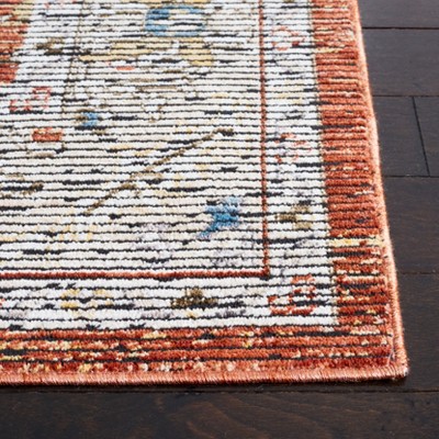 Ivory and Rust Hand-Knotted Rectangular 4' x 6' Rug