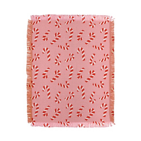 Lathe Quill Candy Canes Pink 56 x46 Woven Throw Blanket Deny Designs Target