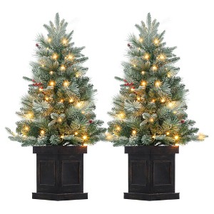 3 Ft Pre-Lit Christmas Tree, Artificial Christmas Trees with Base, Xmas Trees with 78  Lights - 1 of 4