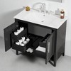36" Freestanding Bathroom Vanity with Ceramic Sink, 2 Doors, 2 Drawers, Open Shelf, Black Solid Wood & MDF Cabinet - 3 of 4