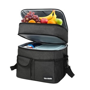 Tirrinia Adults Kids Large Dual Compartment Insulated Lunch Bag with Front Pocket, 23 Cans Leak-Proof Lunch Cooler Totes for Picnic Work School Beach - 1 of 4