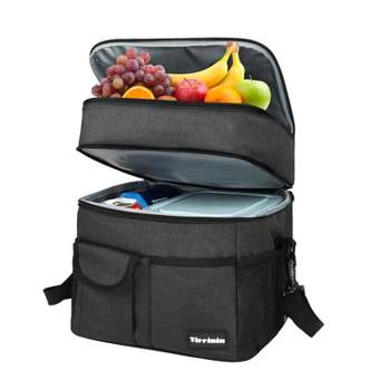 Tirrinia Large Double-Layer Reusable Lunch Bag, Leak-Proof Insulated Lunch Box for Adults, Lunch Bag Cooler Tote for Picnic, Work, Trip