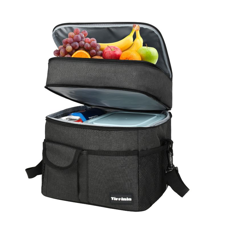 Tirrinia Large Double-Layer Reusable Lunch Bag, Leak-Proof Insulated Lunch Box for Adults, Lunch Bag Cooler Tote for Picnic, Work, Trip, 1 of 8