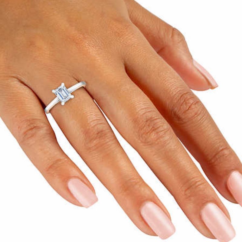 Pompeii3 Platinum 1Ct Emerald Cut Diamond Solitaire Engagement Ring Lab Created, 4 of 6