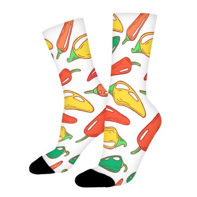 Jalapeno Pepper Women Printed Crew Socks Funny Funky Socks Soft Polyester Novelty Gifts for Artists Men
