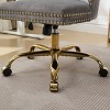 GlasFlength Task and Office Chairs Modern Velvet Swivel Chair with Gold Base and Tufted Back for Home Office, Gray, 24.8"*19.4"*38.6" - 4 of 4