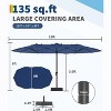 TackView 15FT Large Patio Umbrella with Base Included, Double-Sided Rectangle Market Umbrella with Cross Base and Sandbag for Pool Garden - 2 of 4