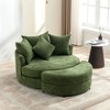 CLIHOME 360° Swivel Accent Barrel Chair with Storage Ottoman & 4 Pillows, Modern Chenille Leisure Chair Round Accent - 2 of 4