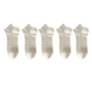 Anna-Kaci 5 Pairs Women's Ruffle Cuff Lace Knit Ankle Socks Breathable Soft Stretch Fabric with Multiple Color Options - 1 of 4