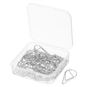 Unique Bargains Drop-Shaped Metal Prevent Tearing Pages Home Office Paper Clip 50 Pcs - 1 of 4