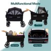 Itopfox Wagon Stroller for Lightweight Folding Travel Push-Pull Double Stroller for Newborn & Toddler with 5-Point Harness, Adjustable Canopy & Tray - 2 of 4