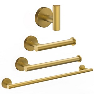 YAWWALK Round 4-Piece Bathroom Hardware Set with Towel Hook, Toilet Paper Holder, and Towel Bar - 1 of 1