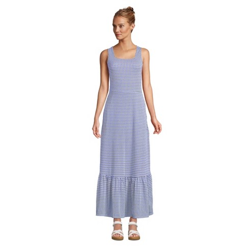 Lands' End Women's Petite Cotton Modal Square Neck Tiered Maxi Dress ...