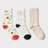Women's Mediterranean Diet 3pk Crew Socks - A New Day™ Ivory/Red/Oatmeal Heather 4-10 - 3 of 3